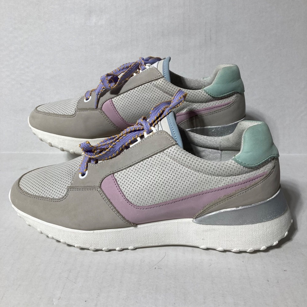NWOB Bull boxer Women's Caroline Sneaker Shoes Grey Green Pink size 10 M